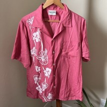 Hans Jutte Shirt Mens Pink Short Sleeve Button Up Hawaiian Floral - £19.32 GBP