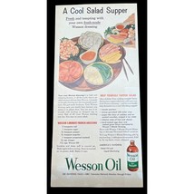 Wesson Oil Vintage Print Ad 50s Cool Salad Supper Kitchen Art Recipe Decor - $19.87