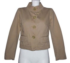 J. CREW Chino Khaki Tan Embroidered Lines Collar 2-Pocket Lined Jacket W... - $26.99