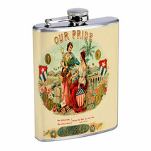 Vintage Cigar Box Poster D14 Flask 8oz Stainless Steel Hip Drinking Whiskey - £11.69 GBP