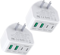 2 Pack USB C Charger Block 40W 4 Port PD QC USB C Wall Charger Plug Power Adapto - £36.01 GBP