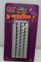 Silver Thick Birthday Candles (8) Candles Per Pack&quot; NIP &quot; Vintage Fun! - £6.61 GBP