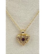 Vtg Avon Kids Heart Filigree Birthstone February Simulated Amethyst Neck... - $11.99