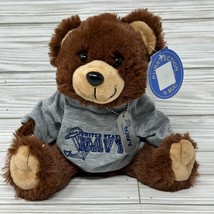MJC Purr-Fection Navy Bear Plush Stuffed Animal Brown Gray Shirt Dog Tag... - $18.78