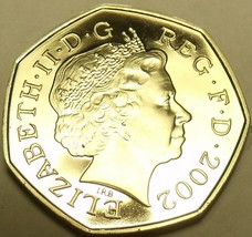 Cameo Beweis Großbritannien 2002 50 Pence ~ Nur 100,000 Minted - $13.67