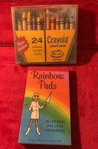 Vintage Extremely Rare Lot Of Crayola Crayons And A Mini Mead RaInbow Pad - $10.40