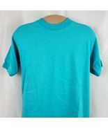 Vintage Hanes Fifty-Fifty T-Shirt Small Plain Turquoise Single Stitch De... - £14.14 GBP