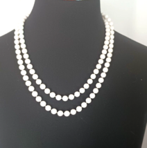 Vintage Necklace Fashion Costume White Beads Long or Double Strand - £6.97 GBP