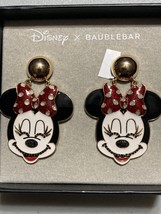 NEW Disney X BaubleBar Minnie Mouse Pierced Dangling Earrings Gold Eyelashes - £27.59 GBP