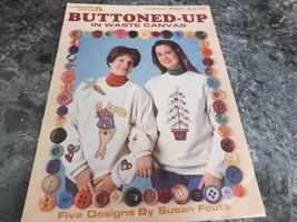 Buttoned Up In Waste Canvas by Susan Fouts Cross Stitch 2227 - £2.35 GBP