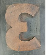 NUMBER 3 THREE Vtg Wood &amp; Metal Letterpress Print Type Printers Block Cu... - $14.00