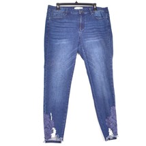 Lane Bryant Women&#39;s Ankle Trim Jeans Distressed Size 14 - $15.34