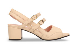 Vrouwen veganistische hakken sandalen slingback beige appelhuid met band... - $95.79