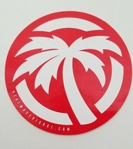 Authentic HEATWAVE Visual STICKER 3 1/2&quot; round Palm logo Red &amp; White Awe... - £3.10 GBP