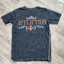 Affliction Live Fast Graphic T-Shirt Short Sleeve Cross Biker Gray Mens Small - £20.14 GBP
