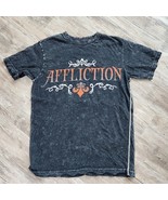 Affliction Live Fast Graphic T-Shirt Short Sleeve Cross Biker Gray Mens ... - £19.65 GBP