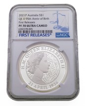 2021-P Australie S $1 Reine Elizabeth II 95th Anniversaire NGC PF-70 Camée - $674.66