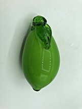 Glass Lime Blown Glass Art Glass Fruit Murano Style Paperweight 4 3/4" Tall Vtg - $12.16
