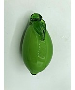 Glass Lime Blown Glass Art Glass Fruit Murano Style Paperweight 4 3/4&quot; T... - £9.56 GBP