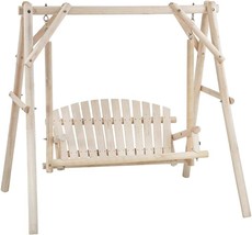 Porch Swing Set Wood Bench Swing Stand A-Frame Patio Furniture Swing Cha... - $352.99