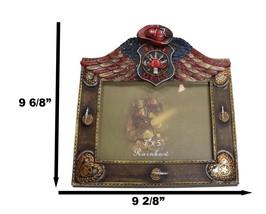 Fire Department Fireman Helmet Hose And USA Flag Angel Wings 5&quot;X7&quot; Picture Frame - £19.41 GBP