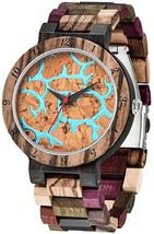 Men Watches with Handmade Colorful Bamboo Wood Watch Analog Quartz Wooden Watch  - £50.25 GBP