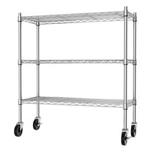 3-Shelf Storage Shelves With Casters Heavy Duty 3-Tier Rolling Cart Utility Rack - £111.51 GBP