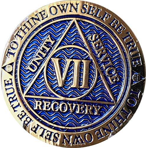 7 Year AA Medallion Dusty Blue Color Gold Plated Chip VII