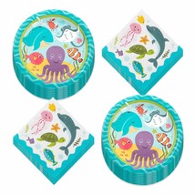 Under The Sea Ocean Party Pack - Fish Shaped Paper Dessert Plates, Napkins, Cups - £12.91 GBP+