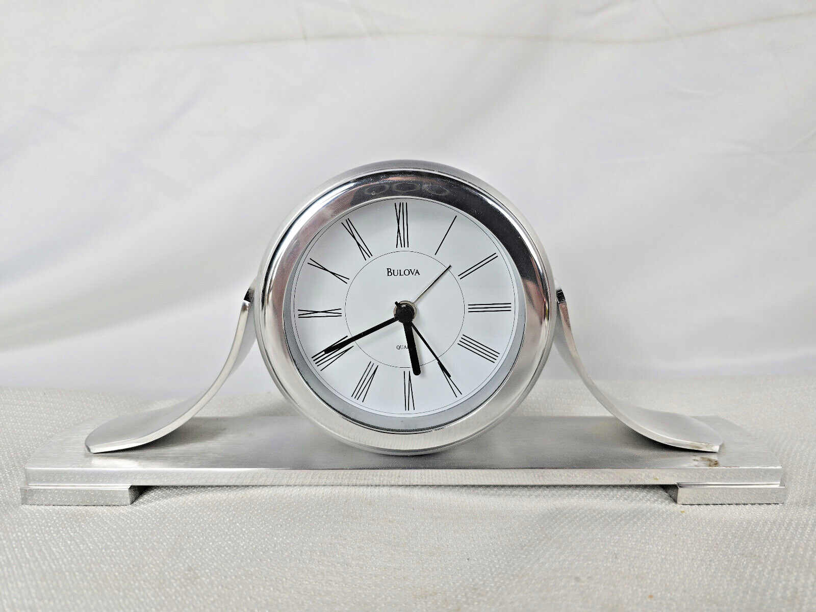 Bulova Sedona B2450 Time Quartz  Alarm Clock Silver Color for Desk or Bedroom - $55.00