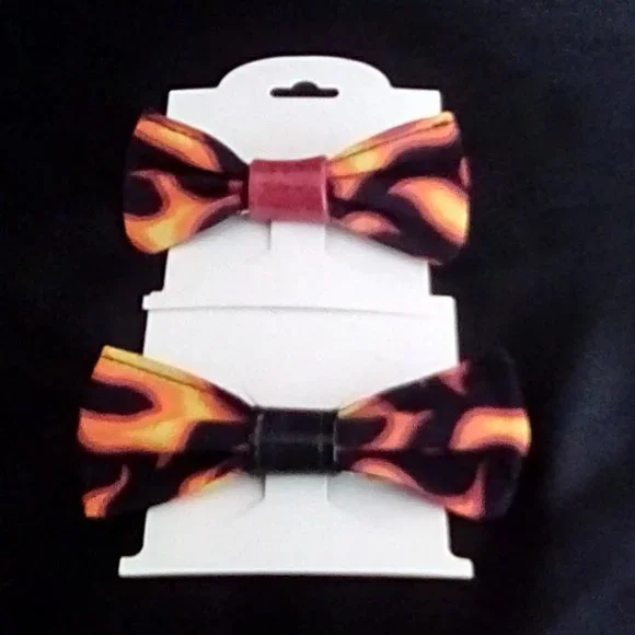 Fire Blaze print HAIRBOW DUO/HOT ROD/TATTOO/Classic Car Show/Rockabilly ... - $13.50