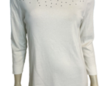 Rafaella Studio Women&#39;s 3/4 Sleeve Tee Shirt with Black Micro Gems White M - $16.14