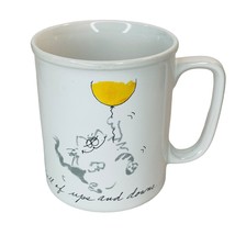 Purrfect Charms Cats Balloons Life Is Full Of Ups &amp; Downs Coffee Mug Vtg Japan - £17.09 GBP