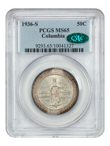 1936-S 50C Columbia PCGS/CAC MS65 - $305.55