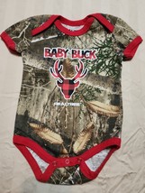 Realtree Baby Buck One Piece Camouflage With Red Plaid Buck And Red Trim 3-6... - £6.23 GBP