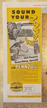 Vintage Print Ad Pennzoil Tractor Mowing Golf Course Wartime Bonds 13.5&quot;... - $13.71