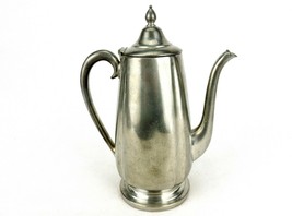 Crescent Pewter Tea Pot, Footed Base, Open Handle, Hinged Lid w/Onion Finial - £13.03 GBP