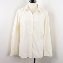 St. John&#39;s Bay Women&#39;s 1X Solid Ivory Stretch Button-Up Fitted Collared Top - $6.00