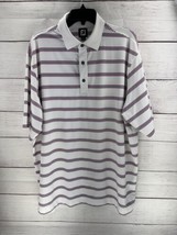 Footjoy Polo Shirt Men&#39;s X-Large White Striped Golf Performance - £11.13 GBP