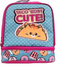 TACO 'BOUT CUTE! ~ Meowgical Insulated Lunch Bag ~ 2 Compartments ~ Zip ... - $30.00