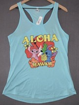 Disney Hawaii Stitch Tank Top Women&#39;s 2XL Blue Sleeveless Shirt Aloha - £9.66 GBP