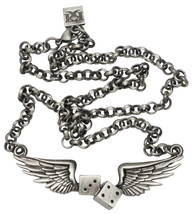 Flying Dice Wings Chain Luck Necklace Rockabilly Pendant Kitsch &#39;n&#39; Kouture - £17.43 GBP
