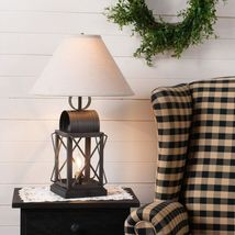 Keeping Room Lamp in Smokey Black with Linen Fabric Shade image 2