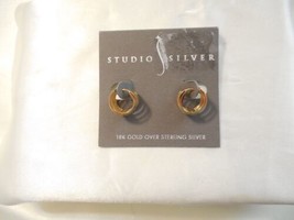 Studio Silver 1/3&quot;18k Gold/ Sterling Silver Small Huggie Hoop Earrings C657 $120 - £41.42 GBP