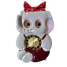 Vintage MI-KEN Kitschy Elephant Wall Clock Missing Pendulum Key Eyes Move Read - £55.81 GBP