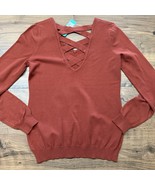 NEW Love Ellie Small Mia V-Neck Strappy Back Burnt Orange Pullover Sweater - $33.84 CAD