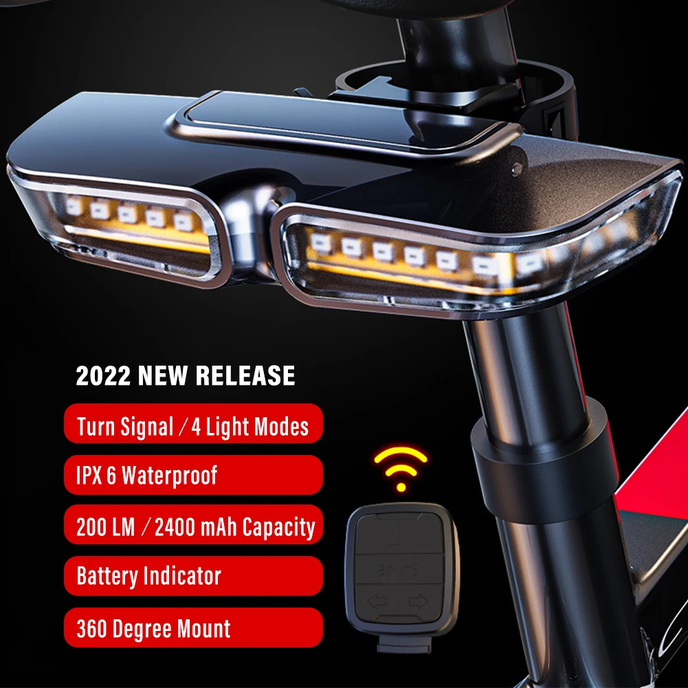 Bike Turn Signal Indicator Light Wireless Remote Control Flash Headlight for - £33.81 GBP