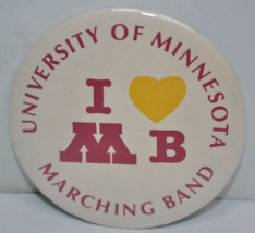 Vintage 80&#39;s University of Minnesota I Heart MB Marching Band 3&quot; Pinback Button - £12.65 GBP