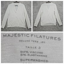 Majestic Filatures Women 3 US Medium White Deluxe Long Sleeve Stretch Soft Basic - £23.48 GBP