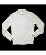 Sears Kings Road Vintage Sweater Cream Long Sleeve Cable Knit Pullover C... - £19.65 GBP
